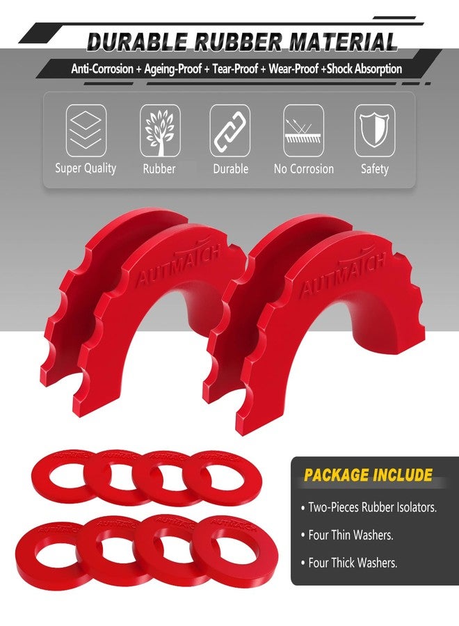 AUTMATCH D Ring Shackle Isolators Washers Kit - 2 Rubber Shackle Isolators with 8 Washers, Fits 3/4 Shackles Protect and Prevents Rattling, Shackle Cover Red - Image 2